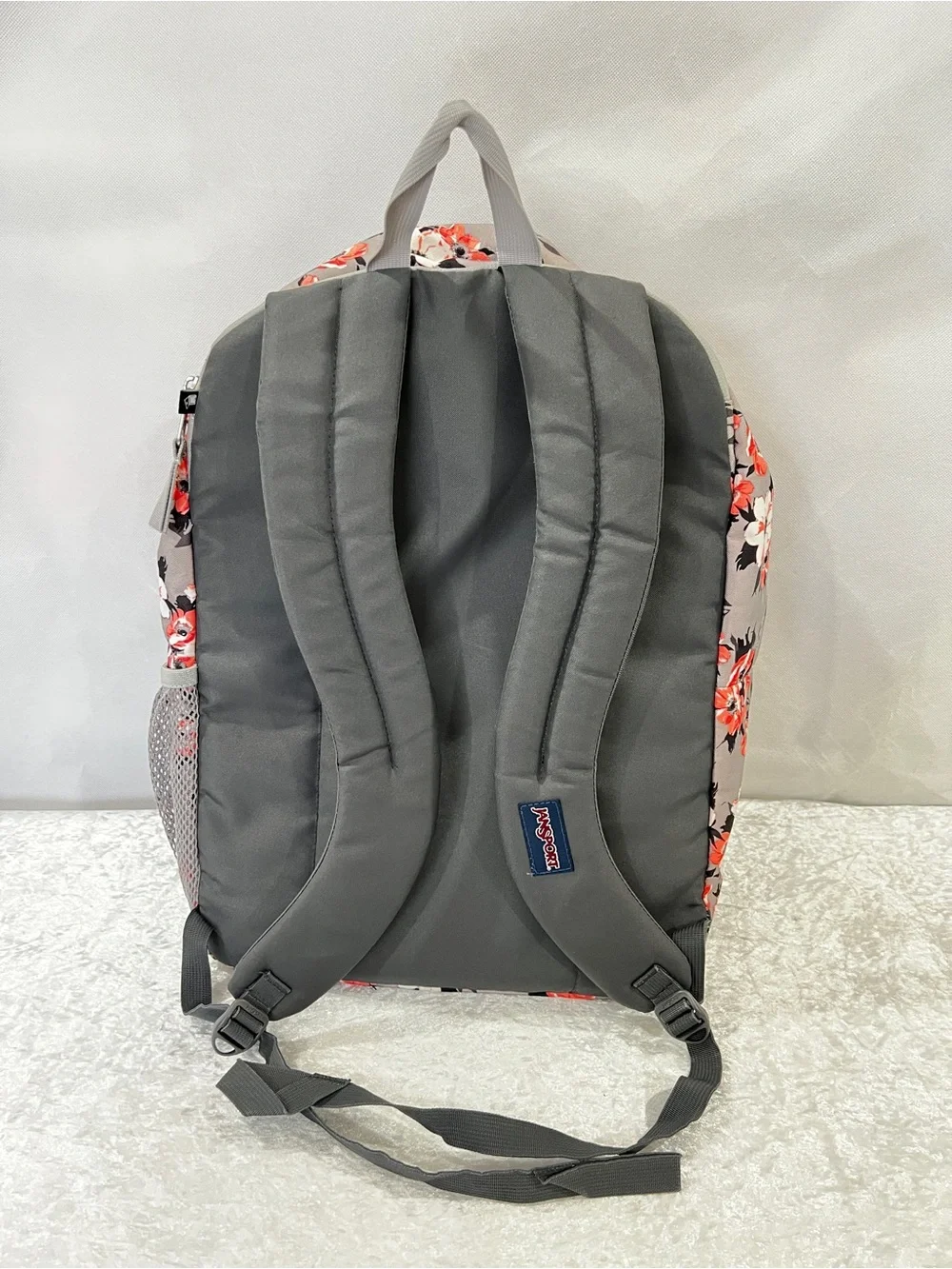 JanSport Large Student Backpack Gray Coral Floral Fit 15